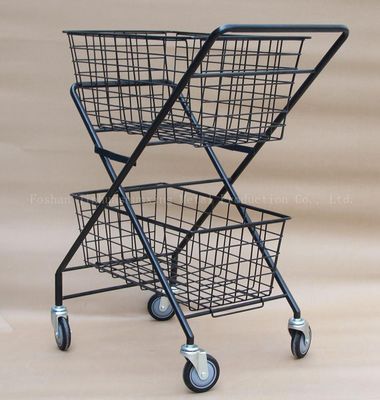 Folding 950mm Height 600mm Width Tennis Basket With Wheels Two Layers