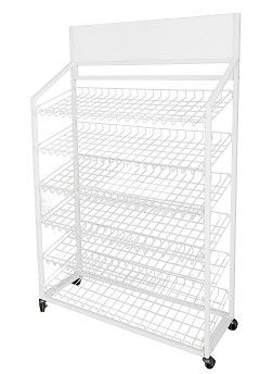 Bakery Bread Goods Mesh Wire Storage Display Rack Stand With Wheels