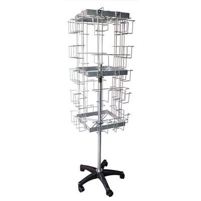 Four Sided 1680mm High 485mm Wide Rotating Display Rack With Wheels