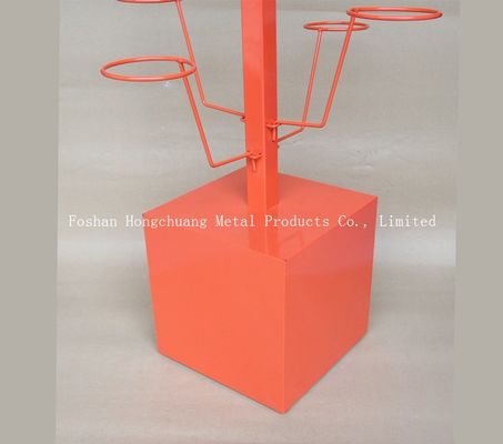 Orange Color HongChuang hat display rack,helment disaplay stand with Ad TUV Approval