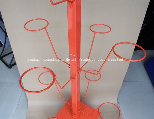 Orange Color HongChuang hat display rack,helment disaplay stand with Ad TUV Approval