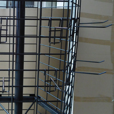 Black  Supermarket Display Shelves TUV Approval Rotating Display Rack With Wheels