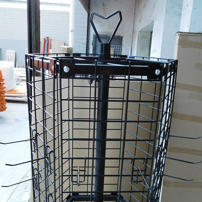 Black  Supermarket Display Shelves TUV Approval Rotating Display Rack With Wheels