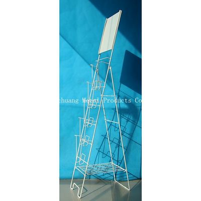Portable TUV Approval H1000mm Metal Magazine Display Rack,Book shelves With  White