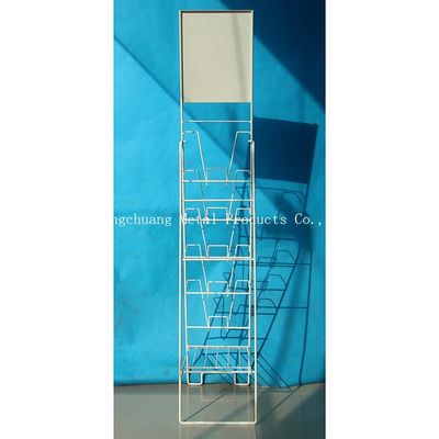 Portable TUV Approval H1000mm Metal Magazine Display Rack,Book shelves With  White