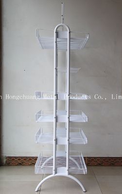 Custom potato chip metal display rack with four Wire basket White