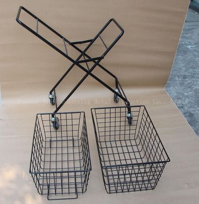 Folding 950mm Height 600mm Width Tennis Basket With Wheels Two Layers