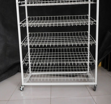 Bakery Bread Goods Mesh Wire Storage Display Rack Stand With Wheels