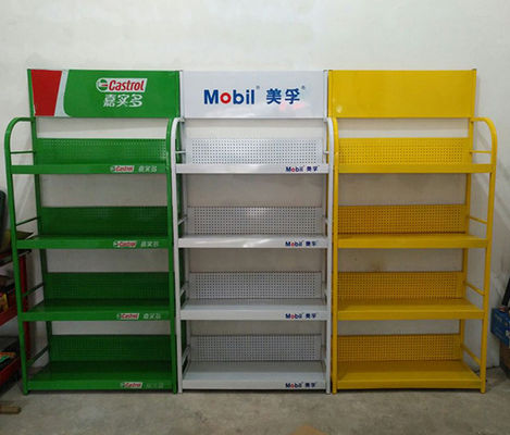Custom shelving supermarket Car Accessories Display Rack Green Yellow White