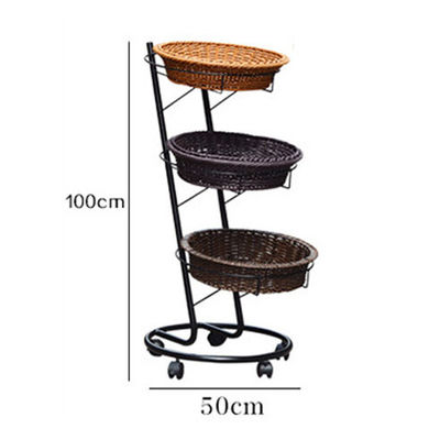 Supermarket Shelf Fruit And Vegetable Display Rack With Rattan Basket wooden racks for shop displays