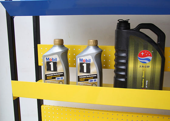 Yellow Color 4 Tier Metal Freestanding Shelves For Car Accessories Store
