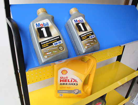Yellow Color 4 Tier Metal Freestanding Shelves For Car Accessories Store