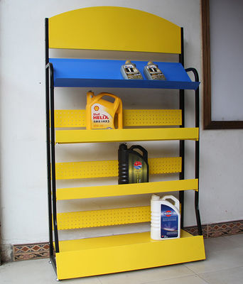 Yellow Color 4 Tier Metal Freestanding Shelves For Car Accessories Store