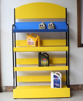 Yellow Color 4 Tier Metal Freestanding Shelves For Car Accessories Store