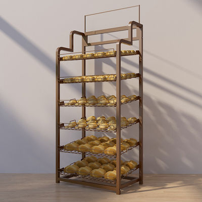 Customized Color Multi Tier Supermarket Display Racks For Bread Biscuit Cake