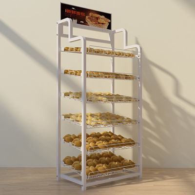 Customized Color Multi Tier Supermarket Display Racks For Bread Biscuit Cake
