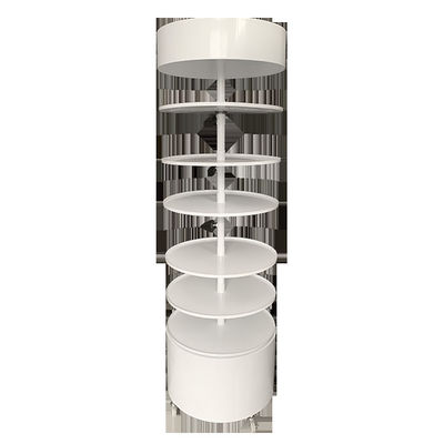 Width 600mm Height 1810mm Rotating Display Rack , Round Metal Display Stand White