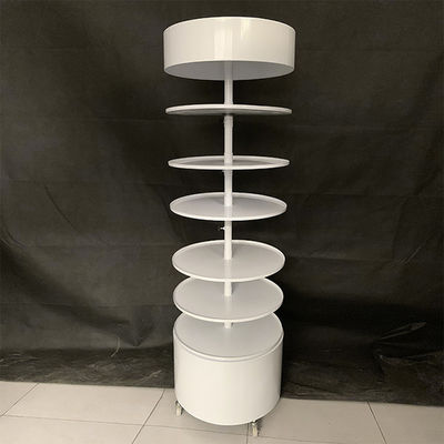 Width 600mm Height 1810mm Rotating Display Rack , Round Metal Display Stand White