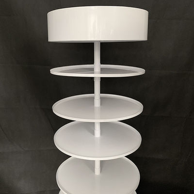 Width 600mm Height 1810mm Rotating Display Rack , Round Metal Display Stand White