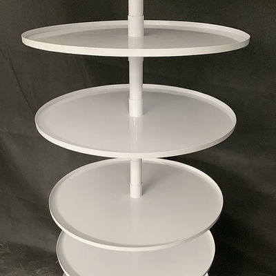 Width 600mm Height 1810mm Rotating Display Rack , Round Metal Display Stand White