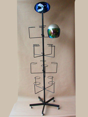 Black Color Height 1850mm Supermarket Display Racks , Safety Helmet Rack
