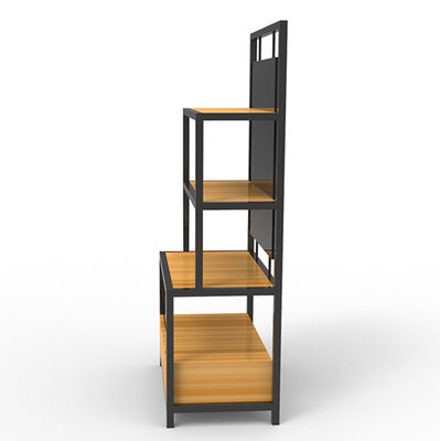 Length 650mm Width 350mm Iron And Wood Shelves , Iron And Wood Bookshelf Black