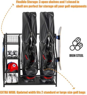 OEM Black Color 2 Golf Bag Garage Organizer Rack For Supermarket