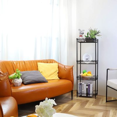4 Tier Metal Wire Storage Shelving Rack With Baskets Kitchen Adjustable Corner Shelf Organizer