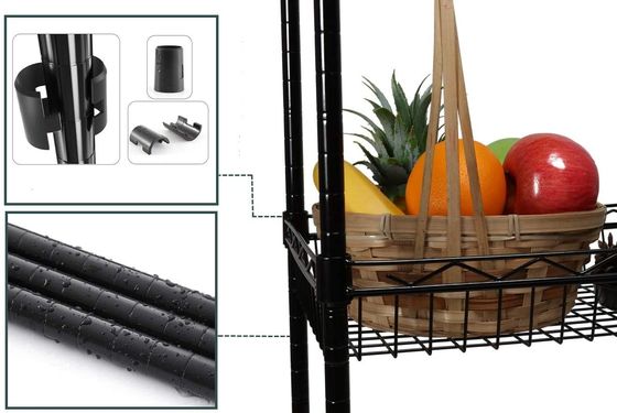 4 Tier Metal Wire Storage Shelving Rack With Baskets Kitchen Adjustable Corner Shelf Organizer