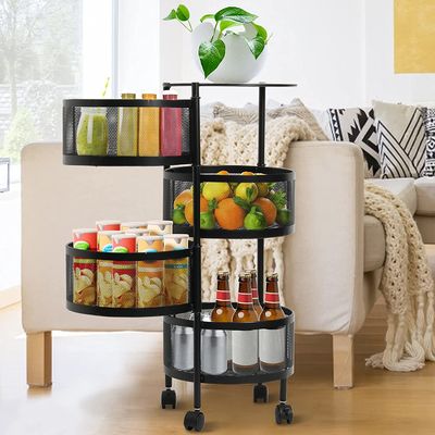 Multi Function Rotating Storage Rack Household Round Multi Layer Storage Shelf
