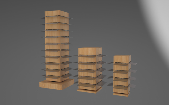 10 Layer Wooden Rotating Display Shelves For Retail Store Jewelry