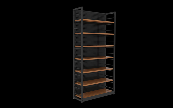 Wooden Metal Grocery Store Supermarket Display Racks Electrastic Spray