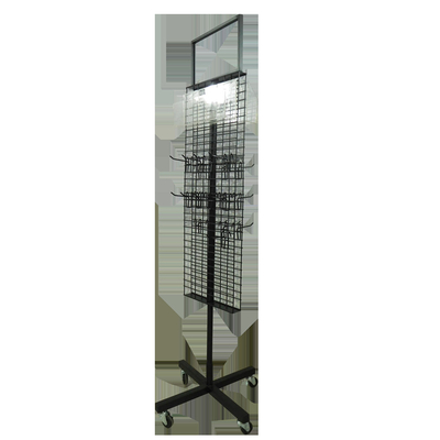 Supermarket Flooring Rotating Metal Wire Display Stand With Wheels