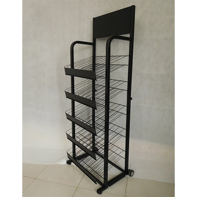 4 Tiers Beverage Supermarket Display Racks With Wheels