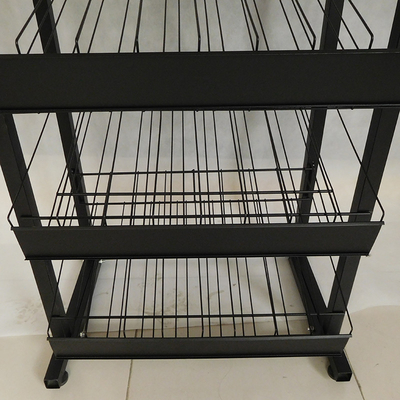 4 Tiers Beverage Supermarket Display Racks With Wheels
