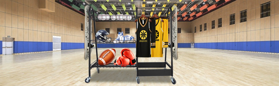 Metal Garage Ball Rack Rolling Sports Equipment Storage Organizer With Baskets