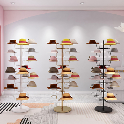 6 Tires Helmet Display Rack Floor Metal Hat Display Stand For Sun Hat Mother Baby Fedora Cap