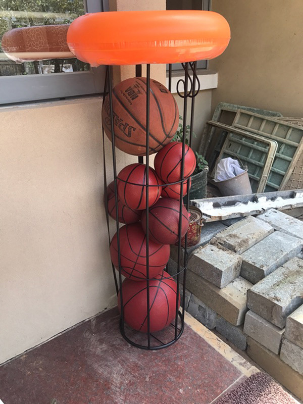 Floor Standing H1020mm W270mm Garage Sports Ball Storage , Vertical Basketball Storage Rack